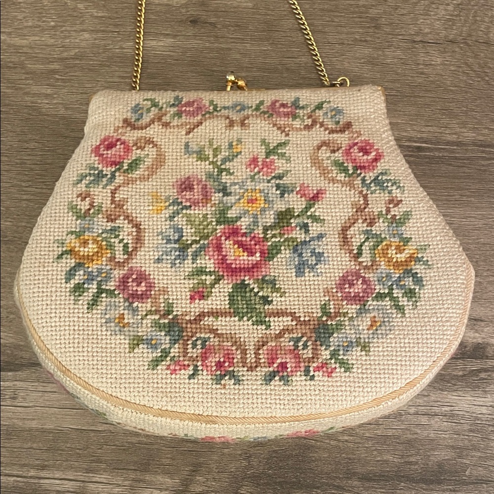Vintage Floral Needlepoint Purse - Picture 6 of 12
